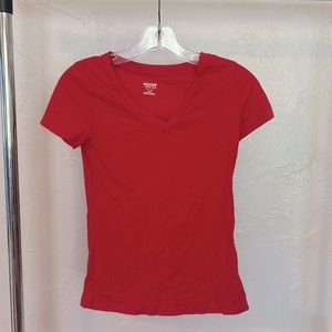 Red, V-neck T Shirt, X Small